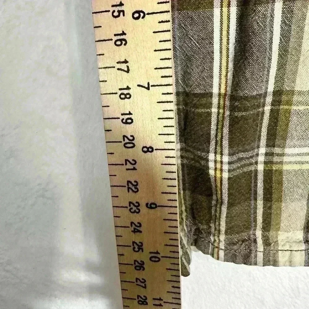 Vintage Y2K Levi's Shoreline Plaid Bermuda Shorts Brown Flat Front Mens Size 33‎